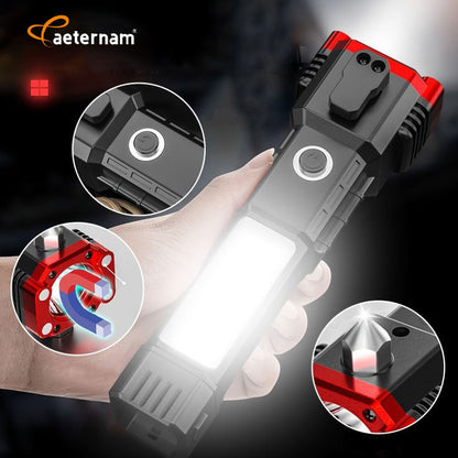 Power bank zoomable Custom Working Light Torch Car Emergency Hammer Led lantern Torch light Flashlights