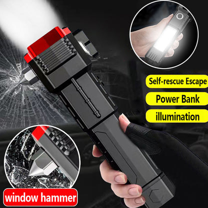 Power bank zoomable Custom Working Light Torch Car Emergency Hammer Led lantern Torch light Flashlights